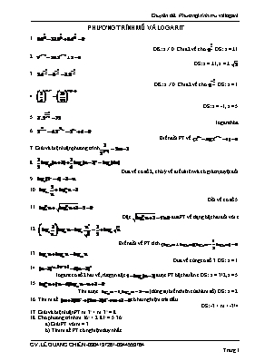 Chuyên đề Phương trình mũ và logarit